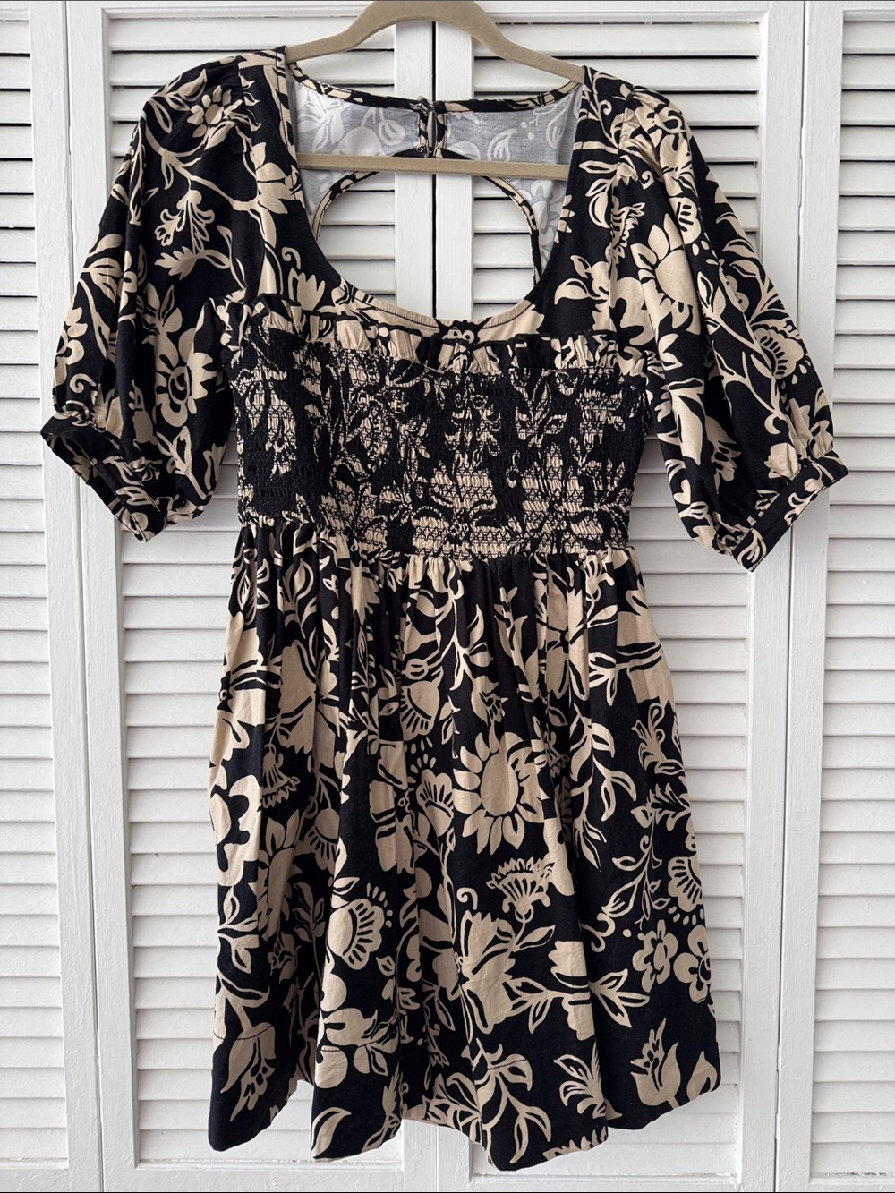 Free people Dear Delilah mini dress Black and Beige Floral. Worn once